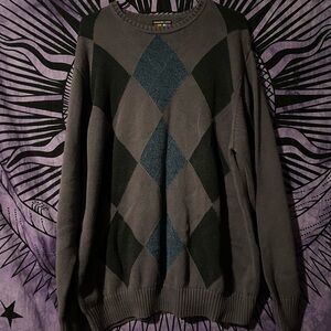 Argyle Sweater in Green and Gray
